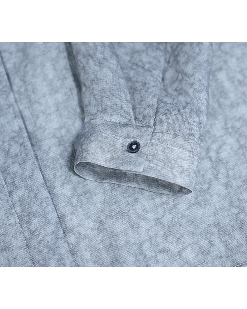 Draped Mandarin Collar Blouse in Tencel Linen Suitpure