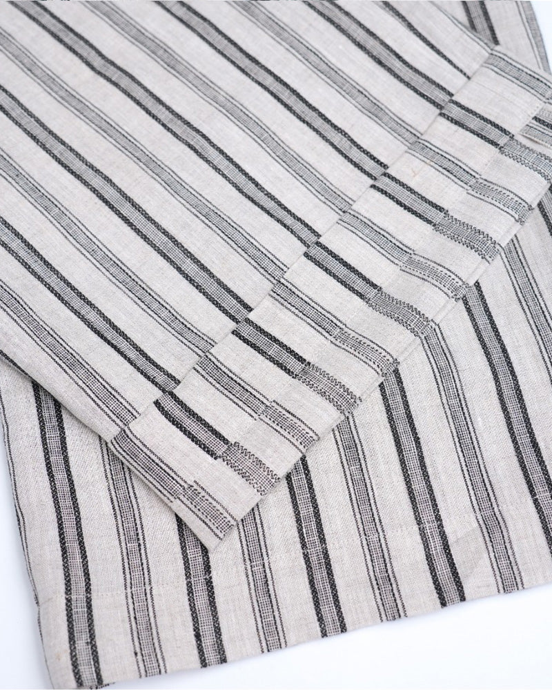 High-Waist Linen Stripe Wide Trousers | Concealed Pleats Suitpure