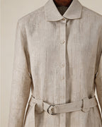 Hippie Textured Linen Blouse with Self-Tie Belt Suitpure