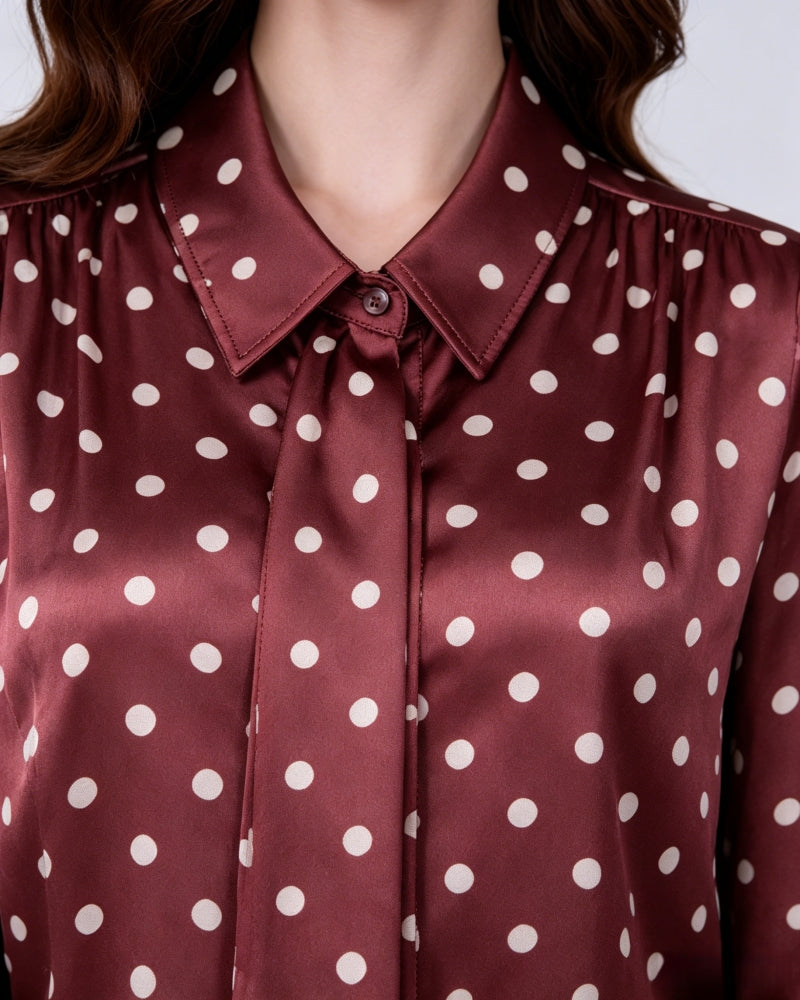 Polka Dot Silk Blouse | Classic Elegance Suitpure