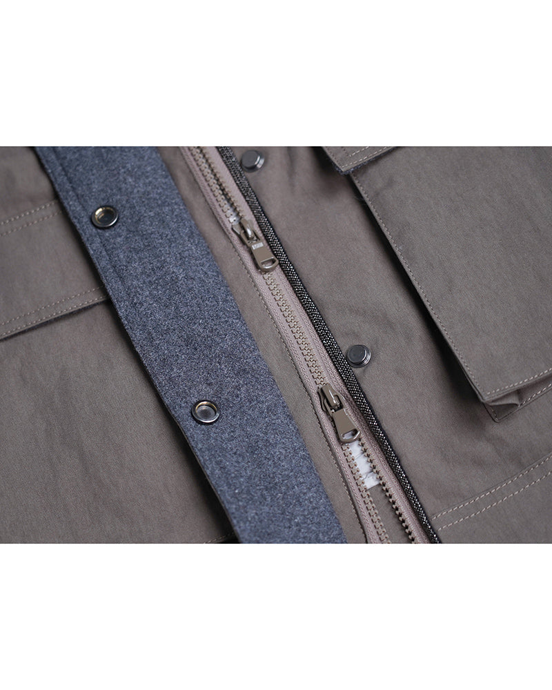 Cropped Color-Block Utility Quilted Jacket