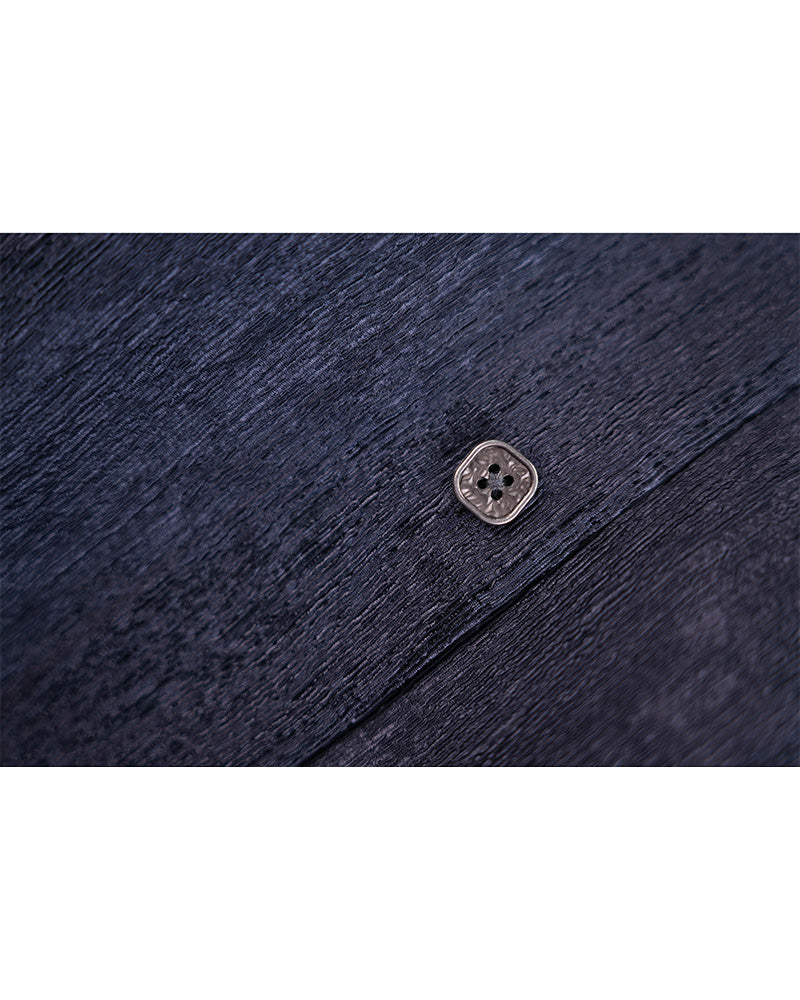 Navy Blouse with Self-Tie Ribbon Detail