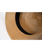 Retro Japanese Ribbon Flat Top Hat | Vintage Suitpure