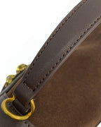 Women Retro Dark Brown Contrast Suede & Leather Handbag Suitpure