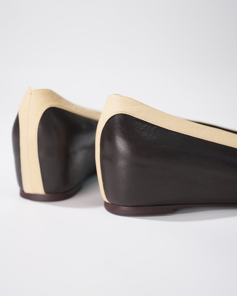 Women Handmade Two-Tone Genuine Leather Flat Shoes Suitpure