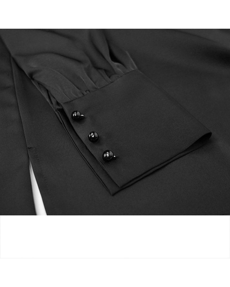 Shawl Collar Tie-Waist Blouse for Spring