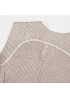 Relaxed Fit Linen Stripe Vest & Wide-Leg Pants Set Suitpure