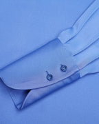 Blue Acetate Blend Tie Neck Satin Blouse