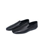 Women Black Shoes Soft Leather Square Toe Slip On Flat Loafers Suitpure