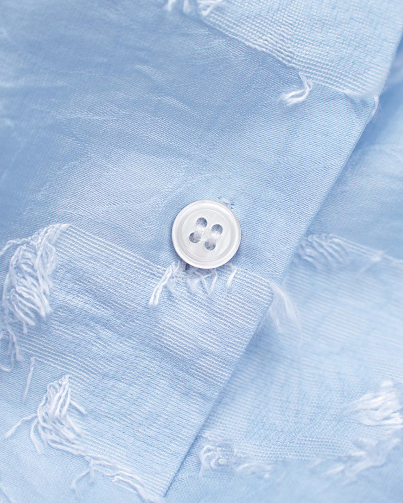 Sky Blue V-Neck Shirred Oversized Blouse Suitpure