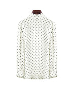 Beige Polka Dot Blouse with Back Tie Detail Suitpure