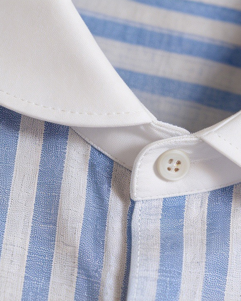 Blue White Stripe Breeze Linen Shirt Suitpure