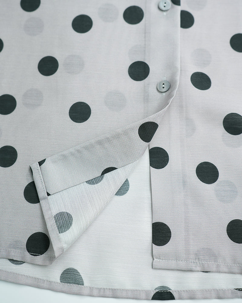 Women Silk-Blend Polka Dot Button-Down Shirt