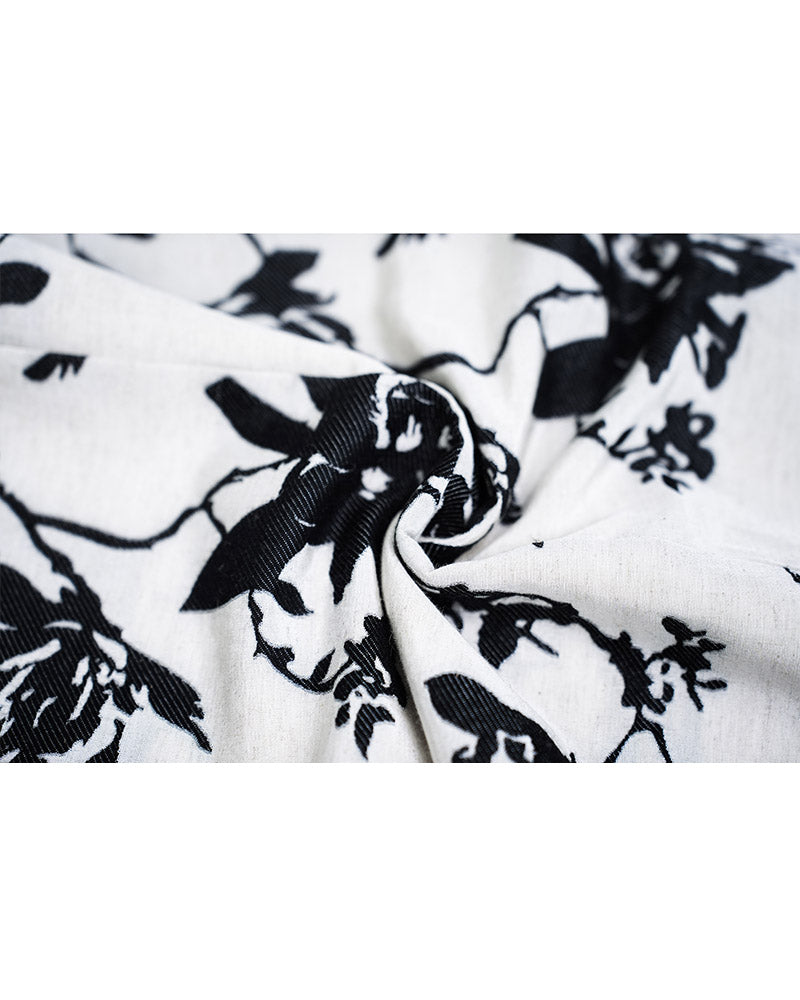 Cotton Linen Blend A-Line Skirt with Jacquard Pattern Suitpure