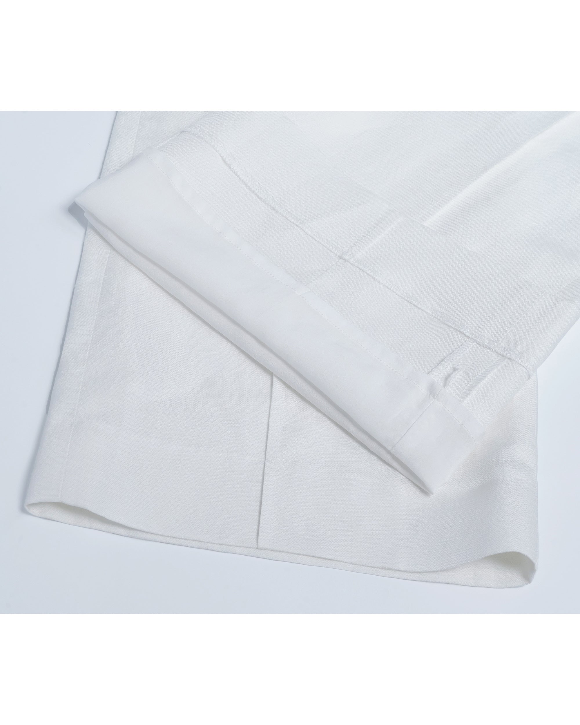 Tencel Linen Women White High Waist Pleated Wide Leg Trousers