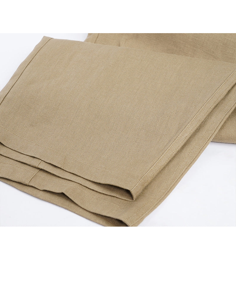 Relaxed Fit Linen Cropped Trousers Suitpure