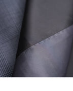 100% Wool Dark Grey Prince of Wales Check Satin‑Trimmed Formal Blazer