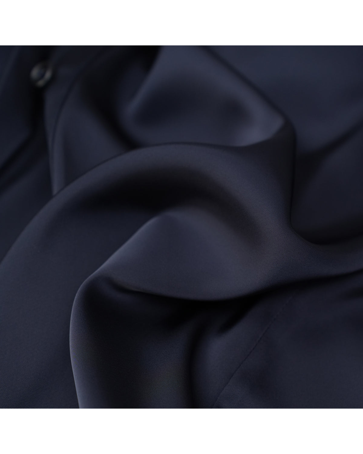 Blue Wave Navy Stand Collar Draped Blouse