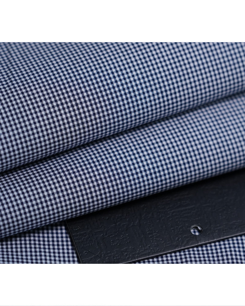 Navy Blue Small Check Cotton Minimalist Shirt Suitpure