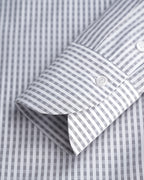 Simple Grey Plain Plaid Cropped Shirt with Gathered Hem