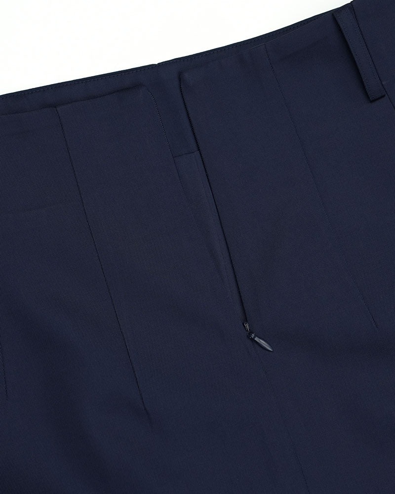 Deep Ocean Blue Minimal Cut Commuter Midi Skirt
