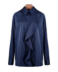 True Blue Ruffle Trim Blouse | Relaxed Fit Suitpure