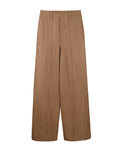 Brown Linen Straight Trousers | Continuous Waistband Suitpure