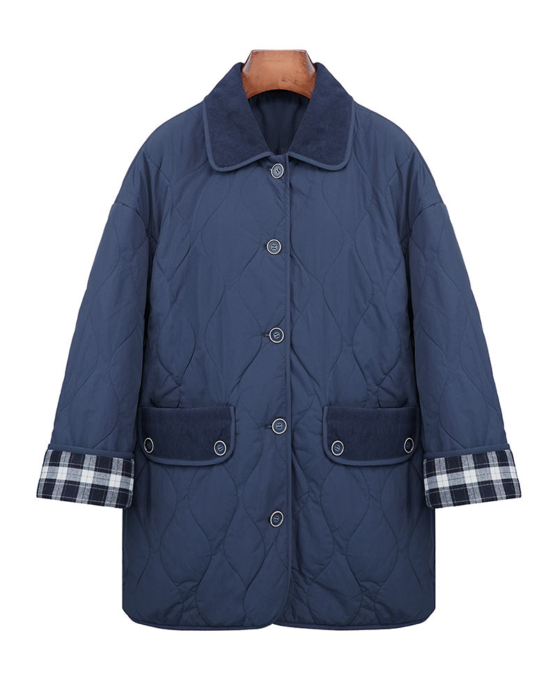 Navy Relaxed Fit Quilted Jacket