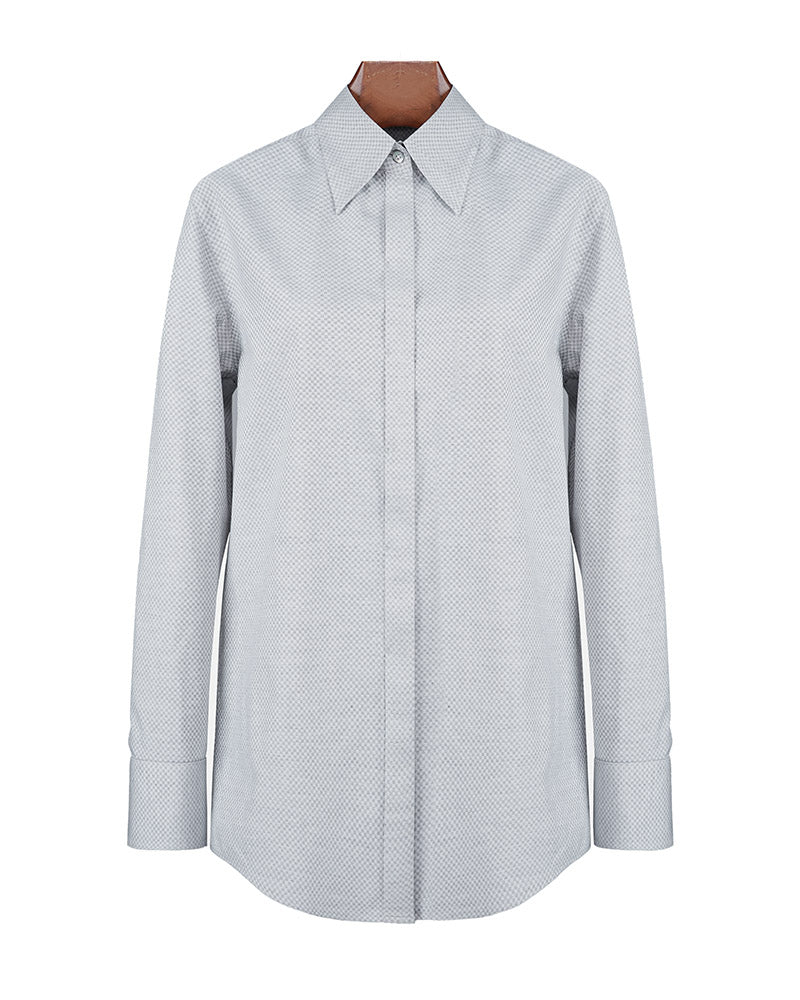 Grey Check Pointed Collar Shirt Suitpure