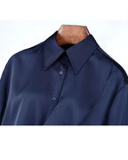True Blue Ruffle Trim Blouse | Relaxed Fit Suitpure