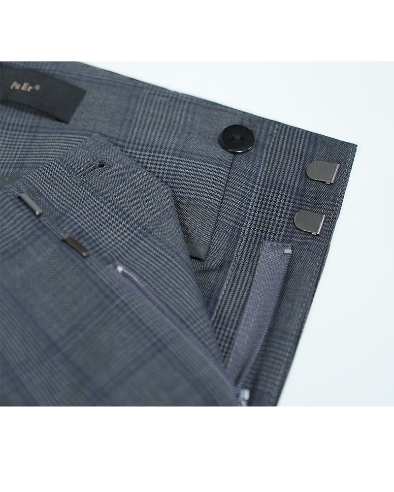 Glen Plaid Cuffed Trousers | High-Waist Wide-Leg Suitpure
