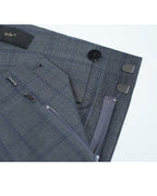 Glen Plaid Cuffed Trousers | High-Waist Wide-Leg Suitpure