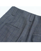 Glen Plaid Cuffed Trousers | High-Waist Wide-Leg Suitpure