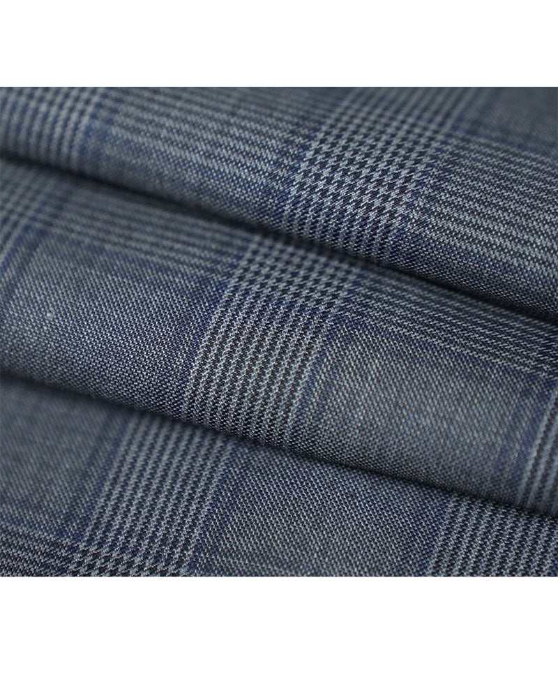 Glen Plaid Cuffed Trousers | High-Waist Wide-Leg Suitpure