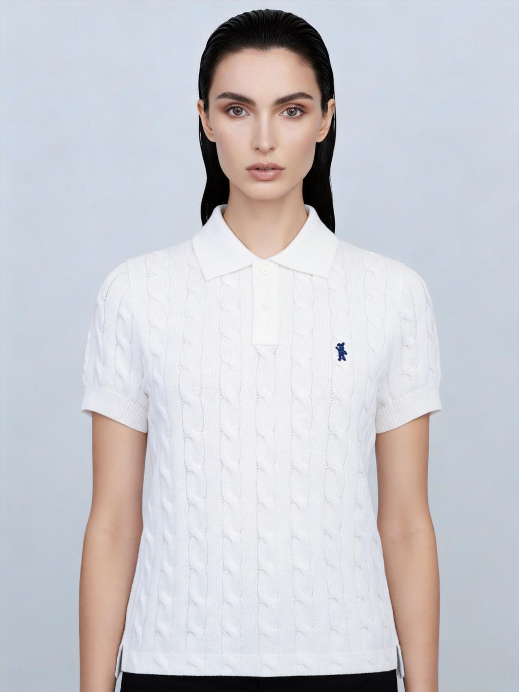 Women's White Short Sleeve Embroidered Top Suitpure