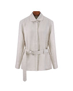 Hippie Textured Linen Blouse with Self-Tie Belt Suitpure