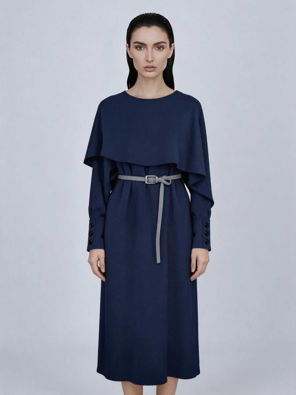 Off-Shoulder Cape Dress | Flowing Shawl Silhouette Suitpure