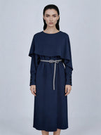 Off-Shoulder Cape Dress | Flowing Shawl Silhouette Suitpure