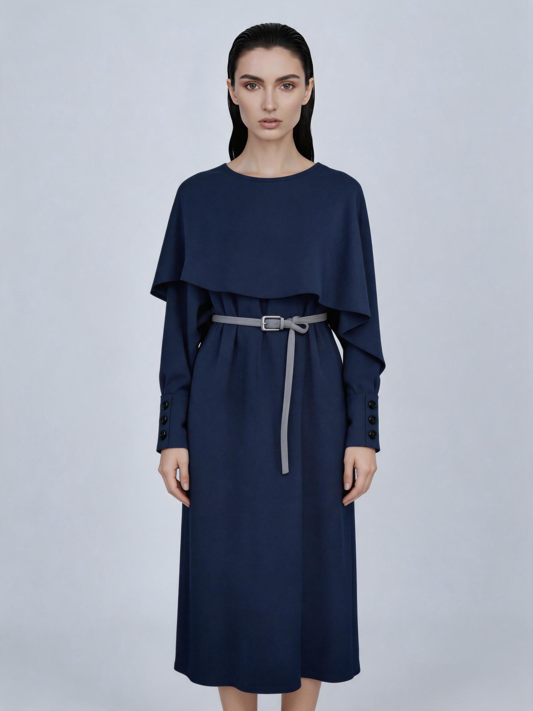 Off-Shoulder Cape Dress | Flowing Shawl Silhouette Suitpure