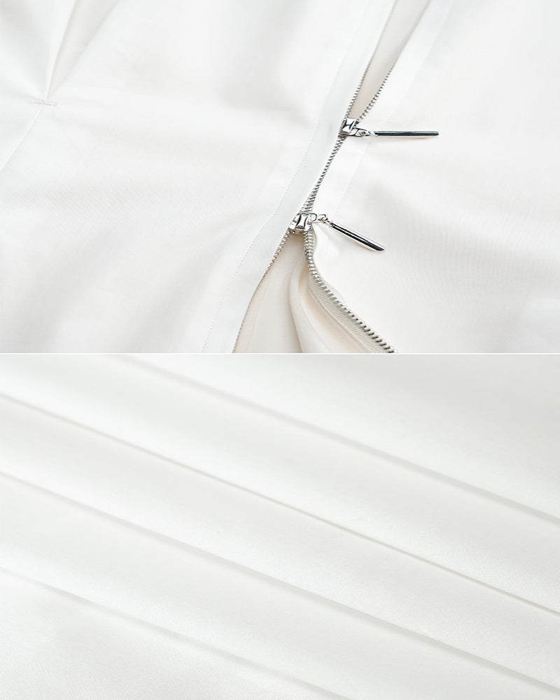 Women's Long Sleeve Collared White Shirt Dress Suitpure