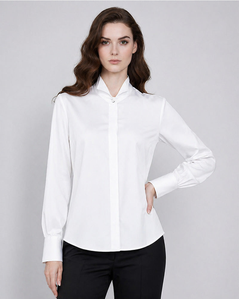 Wing Collar Blouse with French Cuffs Suitpure