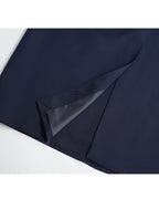 Navy 100% Wool Cavalry Twill Adjustable Waist Trench Coat| 100% Wool