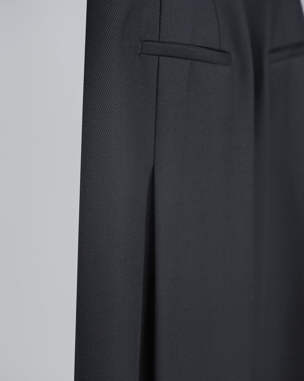 Black Wool Cavalry Twill Tulip Skirt| 100% Wool