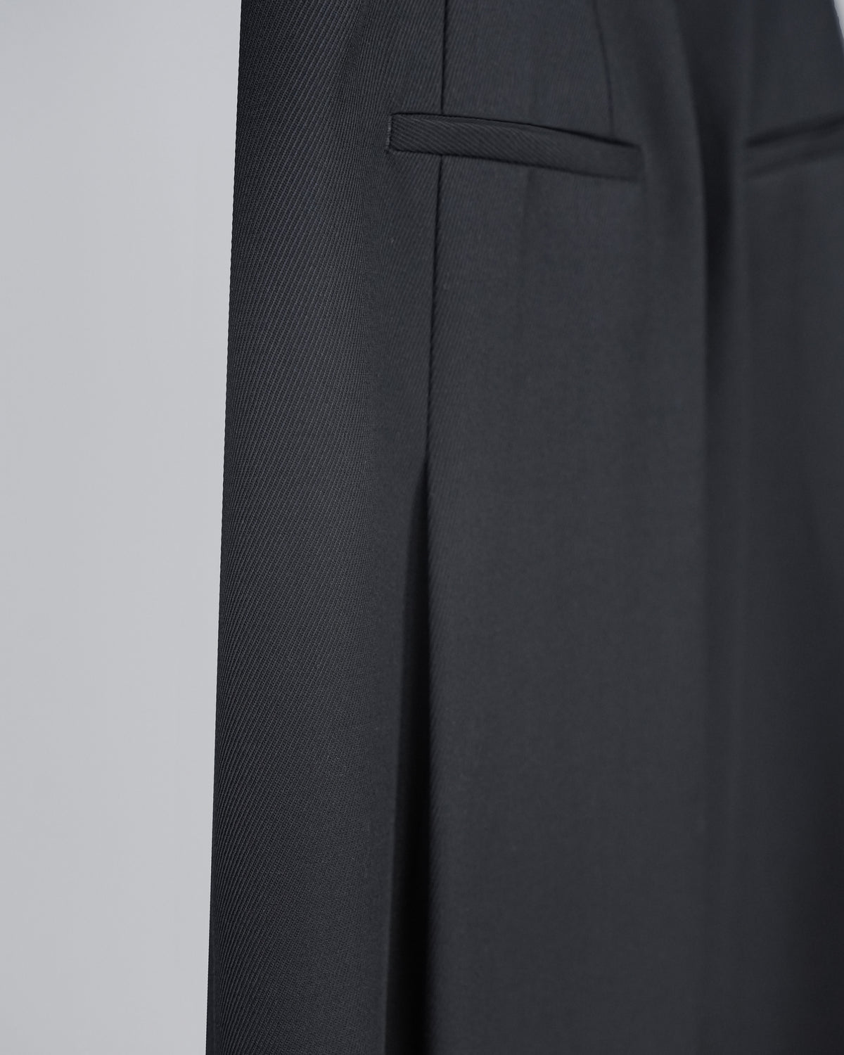 Black Wool Cavalry Twill Tulip Skirt| 100% Wool