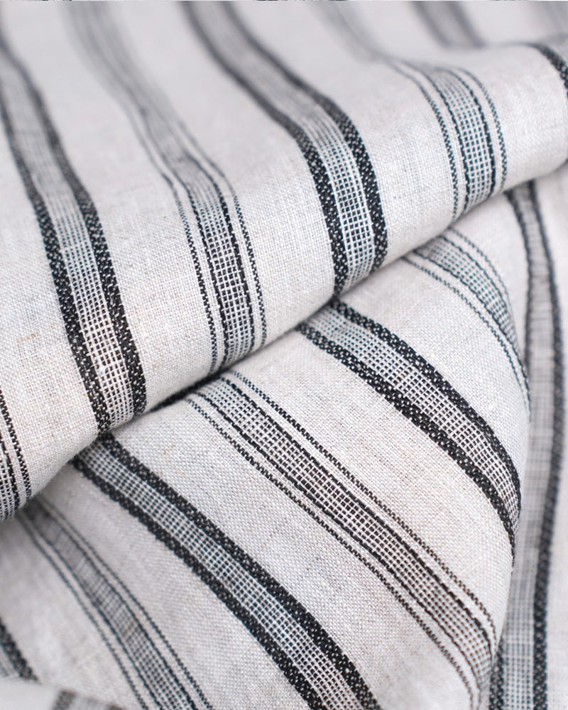 High-Waist Linen Stripe Wide Trousers | Concealed Pleats Suitpure