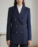Classic Twill Double-Breasted Blazer Suitpure