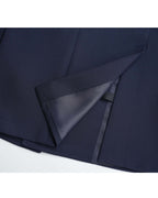 Navy 100% Wool Cavalry Twill Double Breasted Blazer | 100% Wool