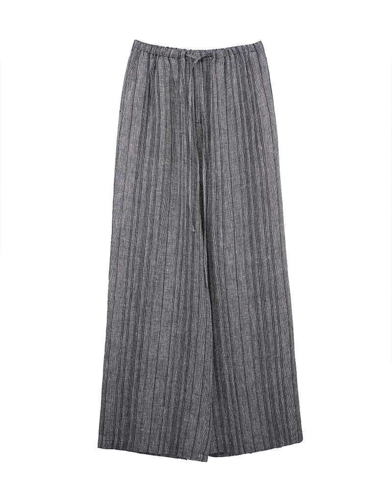 Linen Stripe Top with Fluid Trousers