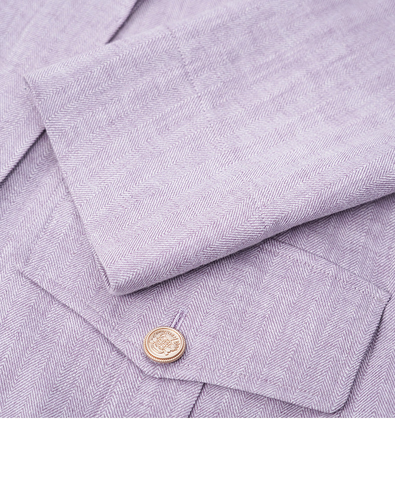Crystal Purple Collarless Blazer | Patch Pockets Suitpure
