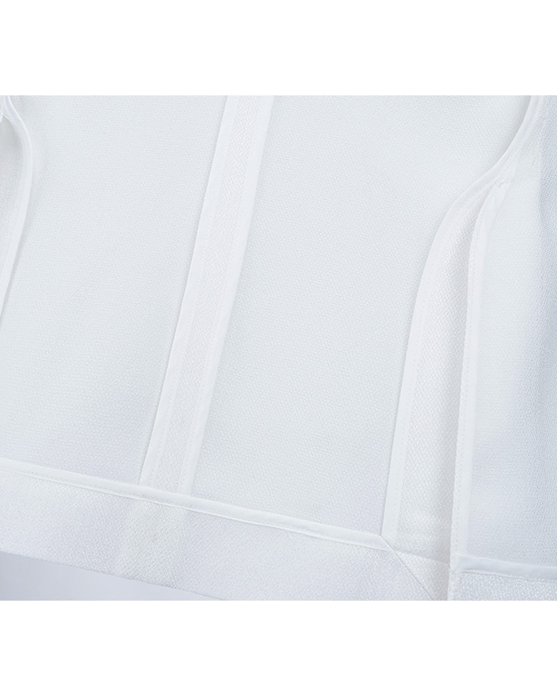 White Textured Lapel Unlined Blazer Suitpure